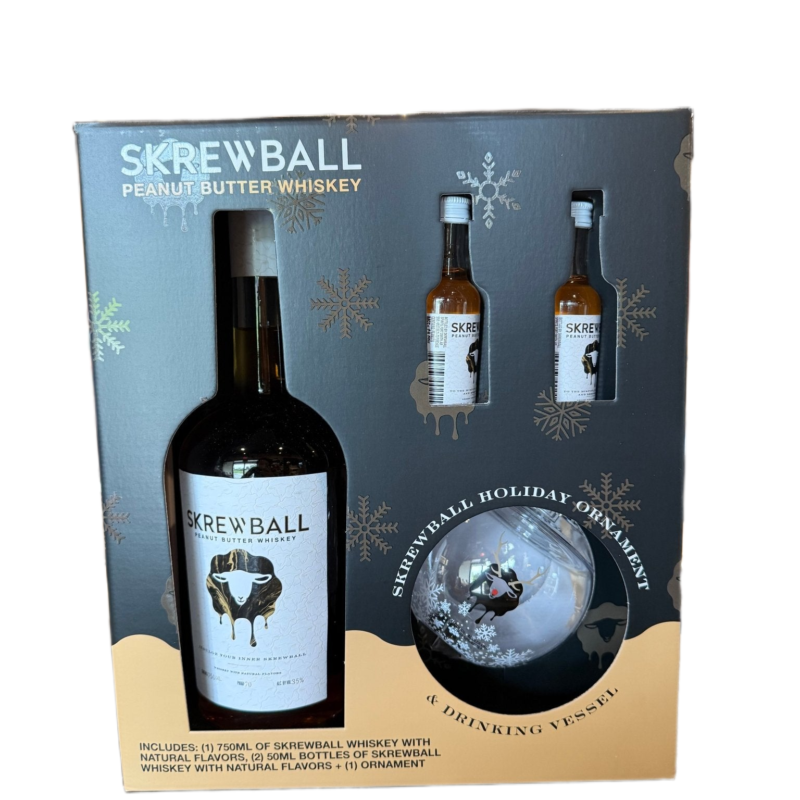 Skrewball Peanut Butter Whiskey 750ml with 50ml (mini -2bottles)onaments (Gift Pack)