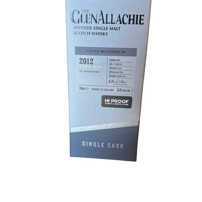 Glenallachie 2012 12 Year Px Hogshead Cask #3936 700 ml 61% Alc