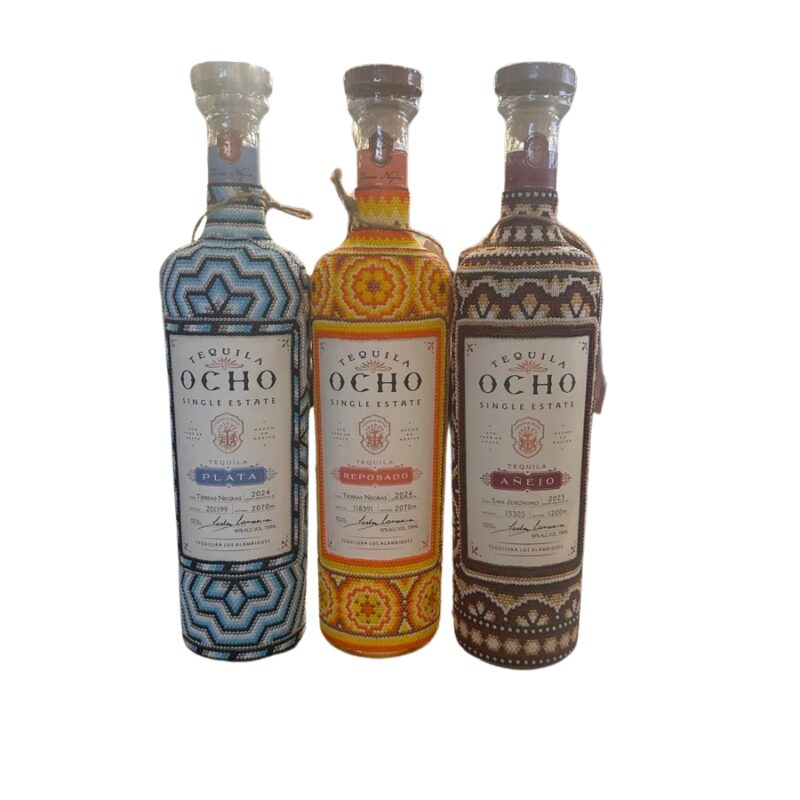 Tequila Ocho Huichol Art Limited Edition 750ml 3 Bottles Bundle