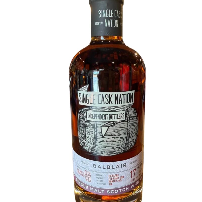 The Single Cask Nation Balblair 2008 17 Year Cask#181076 53.8 % Alc 750ml